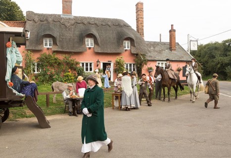 Filming a scene for Stanley's War film directed by Tim Curtis outside the Sorrel Horse pub,