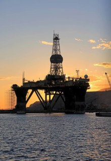 Oil rig repair in harbour city of Almeria, Spain, Europe