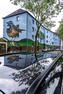 Residential buildings on Feldsieper Straße in Bochum, after an energy-efficient refurbishment, with
