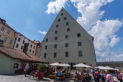 Historic sausage kitchen and former salt barn from 1616, Regensburg, Upper Palatinate, Bavaria,