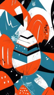 Illustration of an abstract Easter egg design with geometric patterns, bold colors, and a mix of