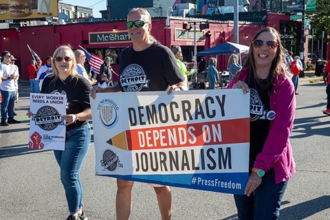 Detroit, Michigan USA, 2 September 2024, Union members participate in Detroit's Labor Day parade.