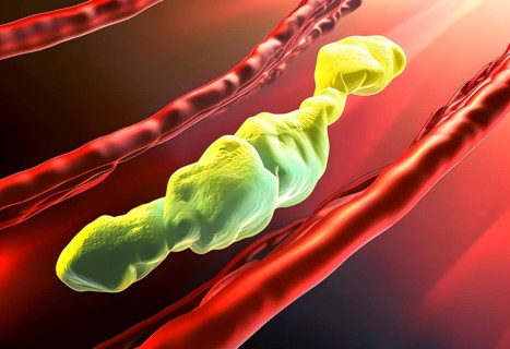 Three dimensional render of cholesterol in blood stream, AI generated