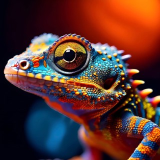 Gecko with intricate patterns and vibrant colors representing adhesive properties, AI generated