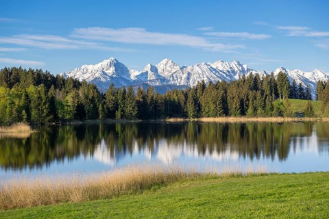 Hegratsrieder See near Füssen, Allgäu Alps, snow, Allgäu, Bavaria, Germany, Europe