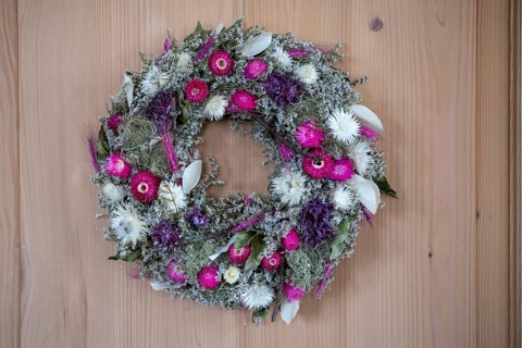 Door wreath, Hotel Servus Gelting, Upper Bavaria, Bavaria, Germany, Europe