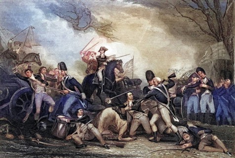Battle of Princeton, New Jersey USA 1775, Historical, digitally restored reproduction from a 19th