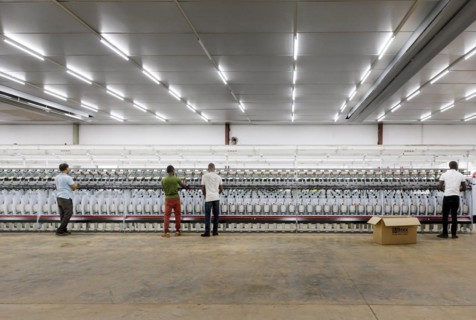 BENIN TEXTILE CORPORATION BENIN. processing of cotton in a spinning mill factory near Cotonou in