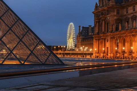 Glass pyramid at the Louvre Museum, Paris, Ile de France, France, Paris, Ile de France, France,