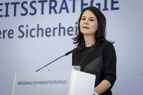 Annalena Bärbock (Alliance 90/The Greens), Federal Foreign Minister, recorded at the event to mark