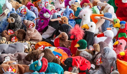 Pile of collectable Beanie Baby soft stuffed toys