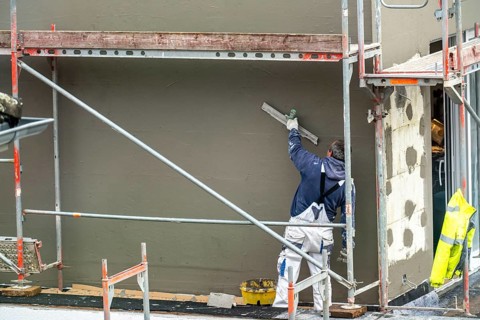 Building site, thermal insulation, external insulation, facade insulation, insulated facade of a