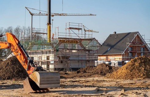 New development area, Am Schwan, in Wesel, where 70 detached and semi-detached houses are being