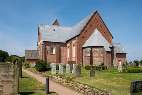 St. Johannis Church at the cemetery, Friesendom, Nieblum, Föhr, North Sea island, North Frisia,