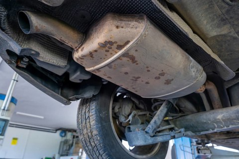 Below a Car with the Exhaust Pipe in Switzerland