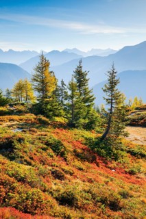 View of the Valais mountains in autumn, Lower Valais, Switzerland, Europe