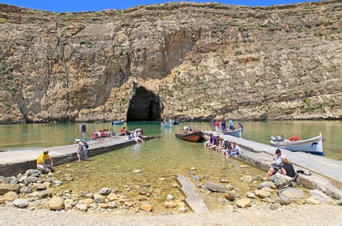 The Inland Sea tourist attraction, Dwerja Bay, island of Gozo, Malta, Europe