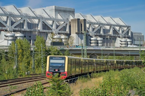Ringbahn, S-Bahn in front of Westkreuz station, ICC, Westend, Charlottenburg, Berlin, Germany,