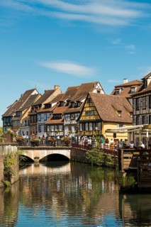 Picturesque colourful half-timbered houses, La Petite Venise, Colmar, Alsace, Bas-Rhin, France,