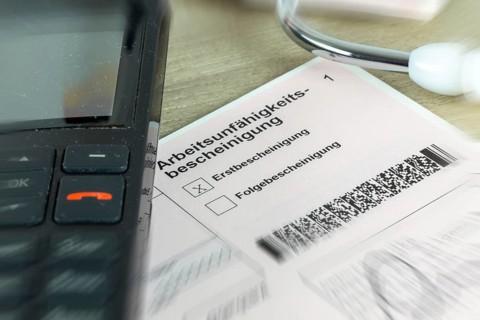 Close-up of a certificate of incapacity for work