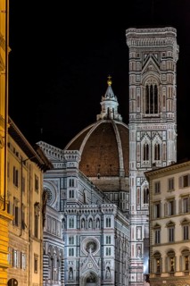 Cathedral of Santa Maria del Fiore, old town, Duomo, night shot, at night, illuminated, city trip,