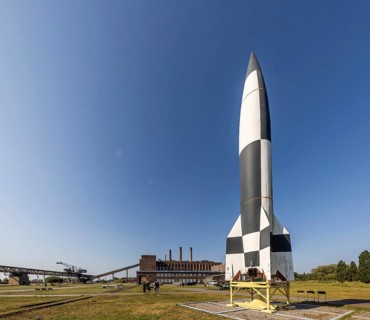 Model of the Aggregat 4 (V 2) rocket. Historical-Technical Museum, Peenemünde Monument Landscape.
