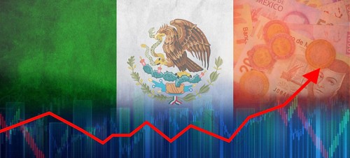Financial graph of Mexican economic recovery. Mexico economy growth on financial graph