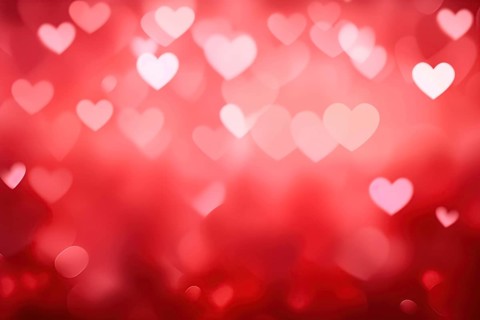 A romantic and dreamy background featuring heart-shaped bokeh lights, perfect for Valentine's Day