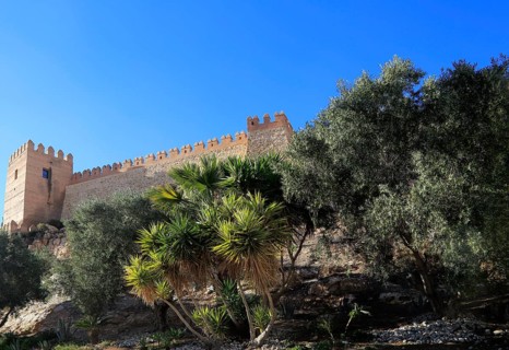 Walls of the Alcazaba fortress in city of Almeria, Spain, Europe