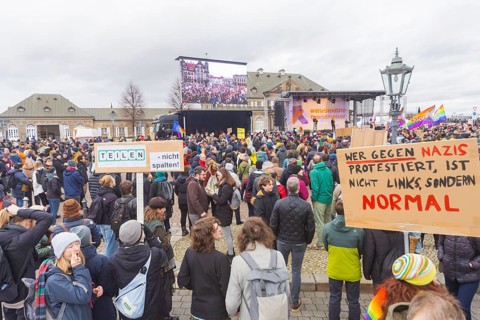 160 organisations and initiatives demonstrated against the right in Dresden on Saturday. Around 10,