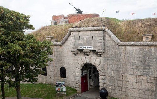 Entrance doorway to Nothe Fort built in 1872 Weymouth, Dorset, England, United Kingdom, Europe