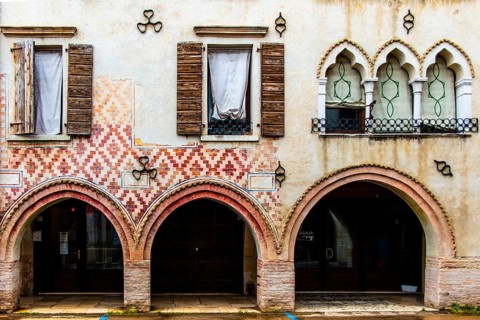 Palaces on the old town streets, medieval old town, Portogruaro, Veneto, Friuli, Italy,