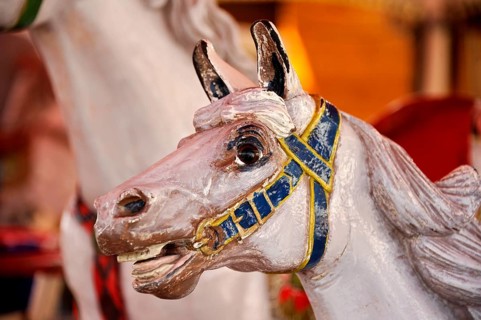 Animal figure, wooden horse, wooden horse in an old carousel, historic Oktoberfest, Oktoberfest,