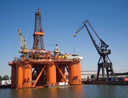 Stena Spey oil rig platform being repaired in Keppel Verome shipyard, Botlek, Port of Rotterdam,