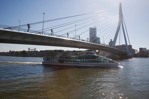 Erasmus Bridge, Erasmusbrug, spanning the River Maas designed by architect Ben van Berkel completed