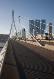 Erasmus Bridge, Erasmusbrug, spanning the River Maas designed by architect Ben van Berkel completed