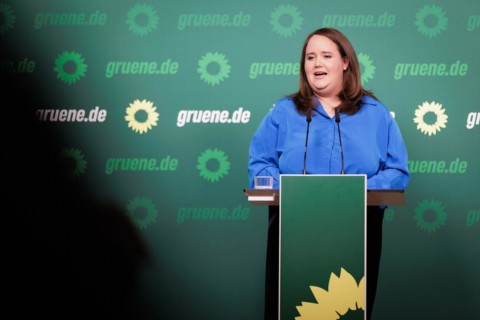 Ricarda Lang, Federal Chairwoman of Bündnis 90/Die Grünen, recorded during a press conference in