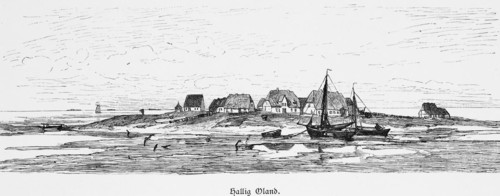 Hallig Oland, North Frisia, North Sea, Schleswig-Holstein, Wadden Sea, low tide, terp, sailing
