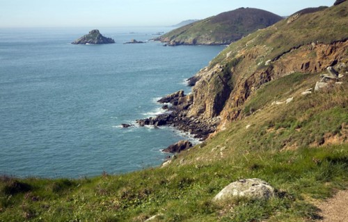 Islet of Grande Faunconniere and Jethou from Island of Herm, Channel Islands, Great Britain