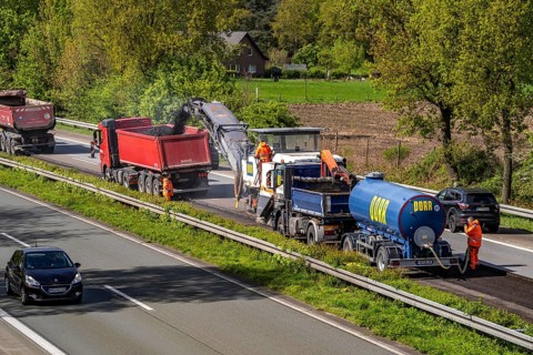 Motorway construction site on the A3 between Hünxe and Emmerich, in both directions, near Rees,