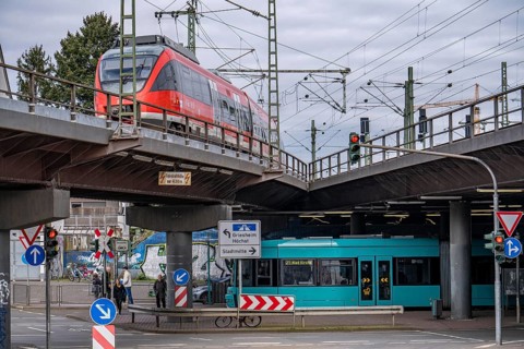 Local trains, suburban trains, Galluswarte station, from Frankfurt am Main, Hesse, Germany, Europe