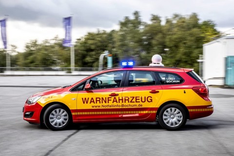 Warning vehicle of the city of Bochum, used in hazardous situations to warn the population of
