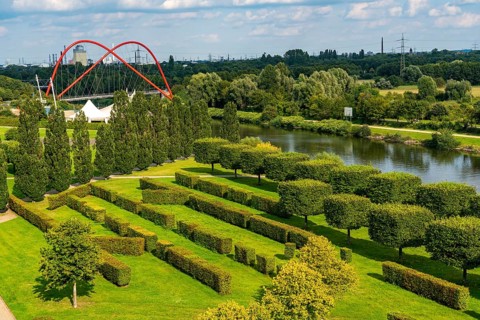 Nordsternpark, former site of the Nordstern colliery, on the Rhine-Herne Canal, in Gelsenkirchen,