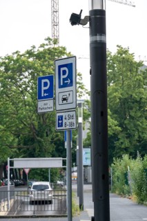 E-charging station in new smart poles, intelligent street lamps, test run, EON and the city of