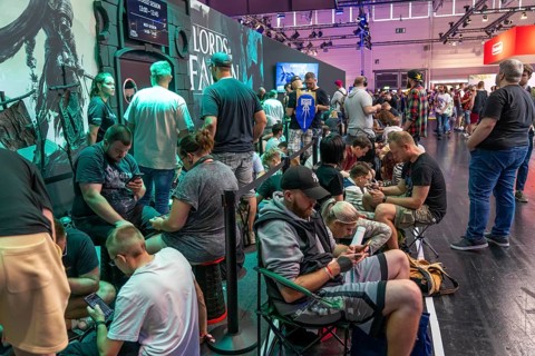 Gamescom, the world's largest trade fair for video and computer games, queue in front of the stands