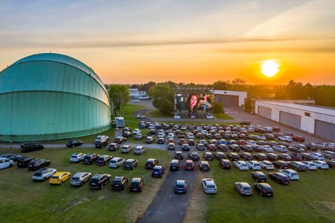 Drive-in cinema at Essen/Mülheim Airport Motor Movies, temporary film screening, at the WDL airship