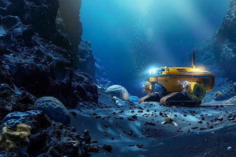 Deep sea exploration and mining in abyssal plains performed by AUV and autonomous drones, AI