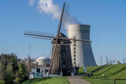 The Doel nuclear power plant on the Scheldt, one of two nuclear power plants in Belgium, consists