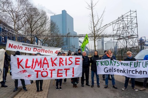 Protest action by the Fridays For Future movement at the Datteln 4 coal-fired power plant, against