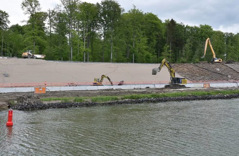 Dredging work for canal widening at the Kiel Canal construction site, Kiel Canal,